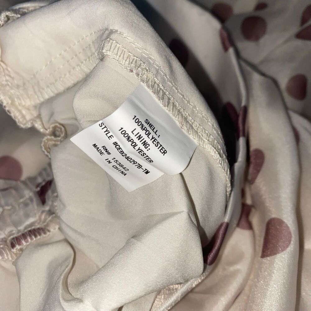 Melloday Polka Dot Midi Skirt Cream Brown Size X-Large with Pockets - Picture 10 of 12